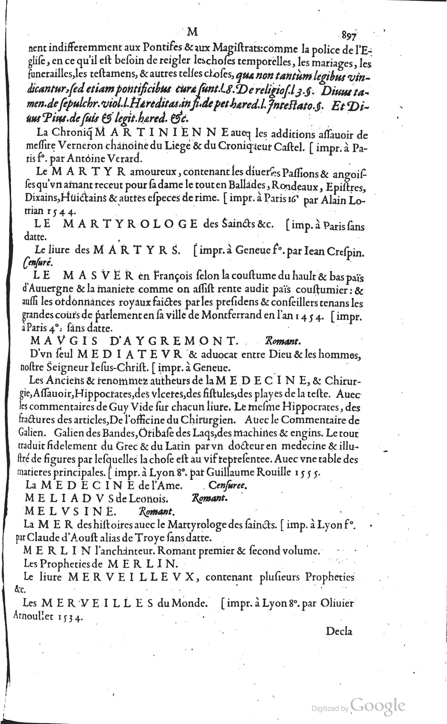 1585 - Barthélemy Honorat - Bibliothèques françaises - BSB Munich