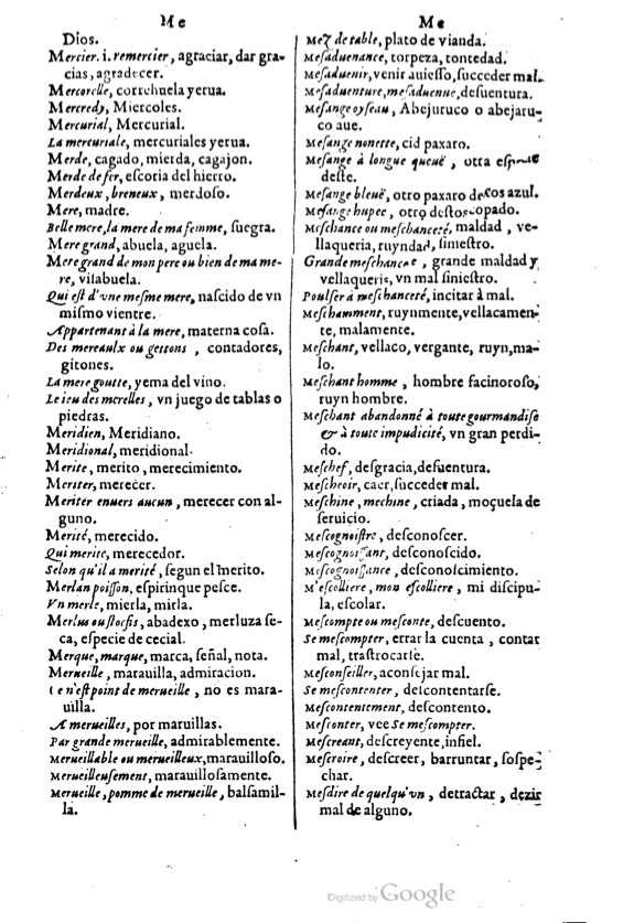 1621 - Adrian Tiffaine - Trésor des deux langues espagnole et française - BM Lyon