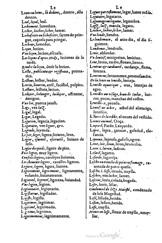 1621 - Adrian Tiffaine - Trésor des deux langues espagnole et française - BM Lyon