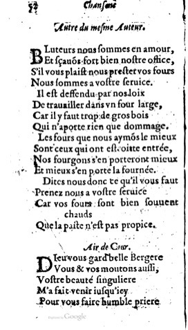 1623 - Jacques Cailloüé - Trésor ou recueil des chansons amoureuses - British Library