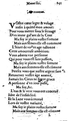1623 - Jacques Cailloüé - Trésor ou recueil des chansons amoureuses - British Library