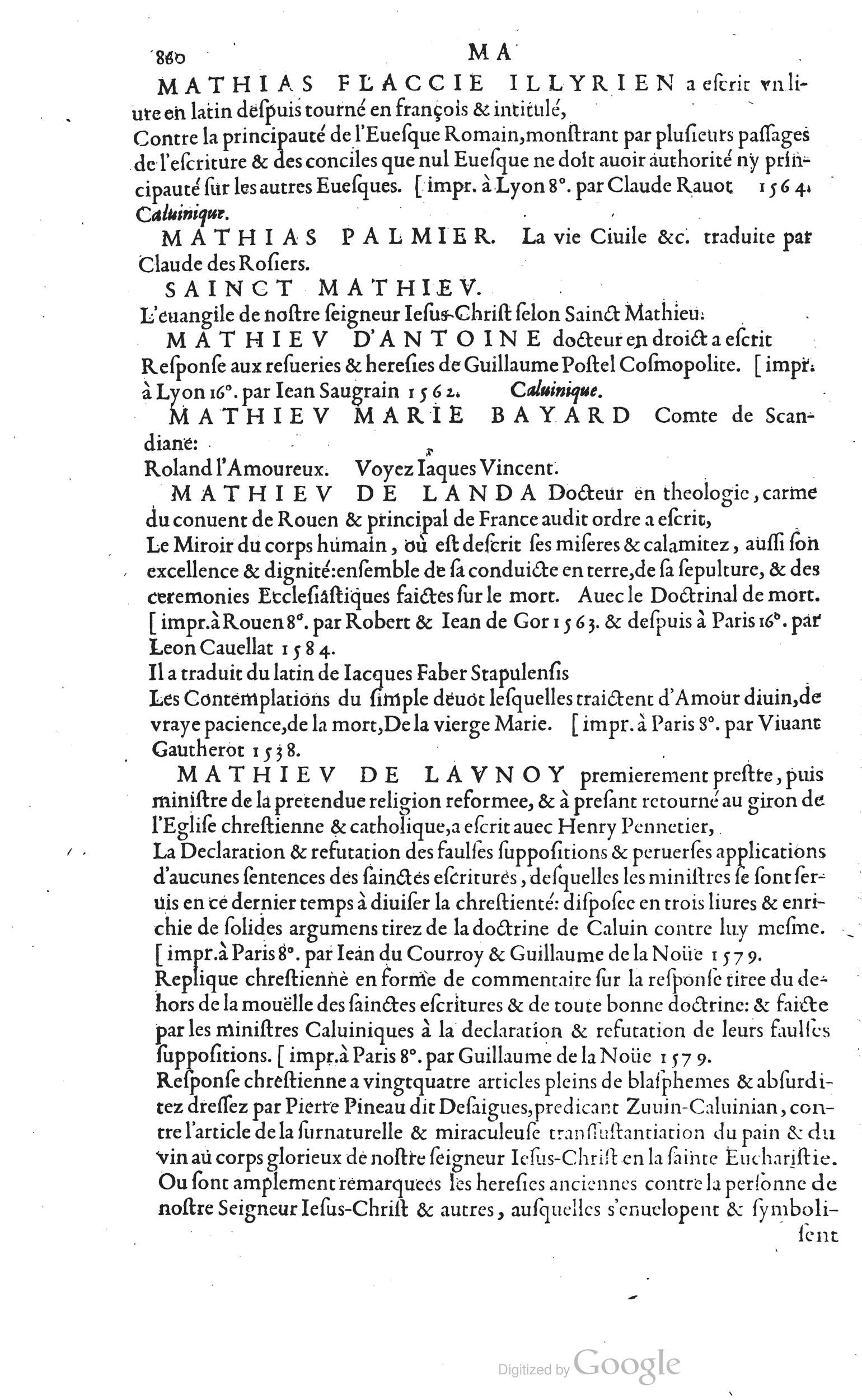 1585 - Barthélemy Honorat - Bibliothèques françaises - BSB Munich