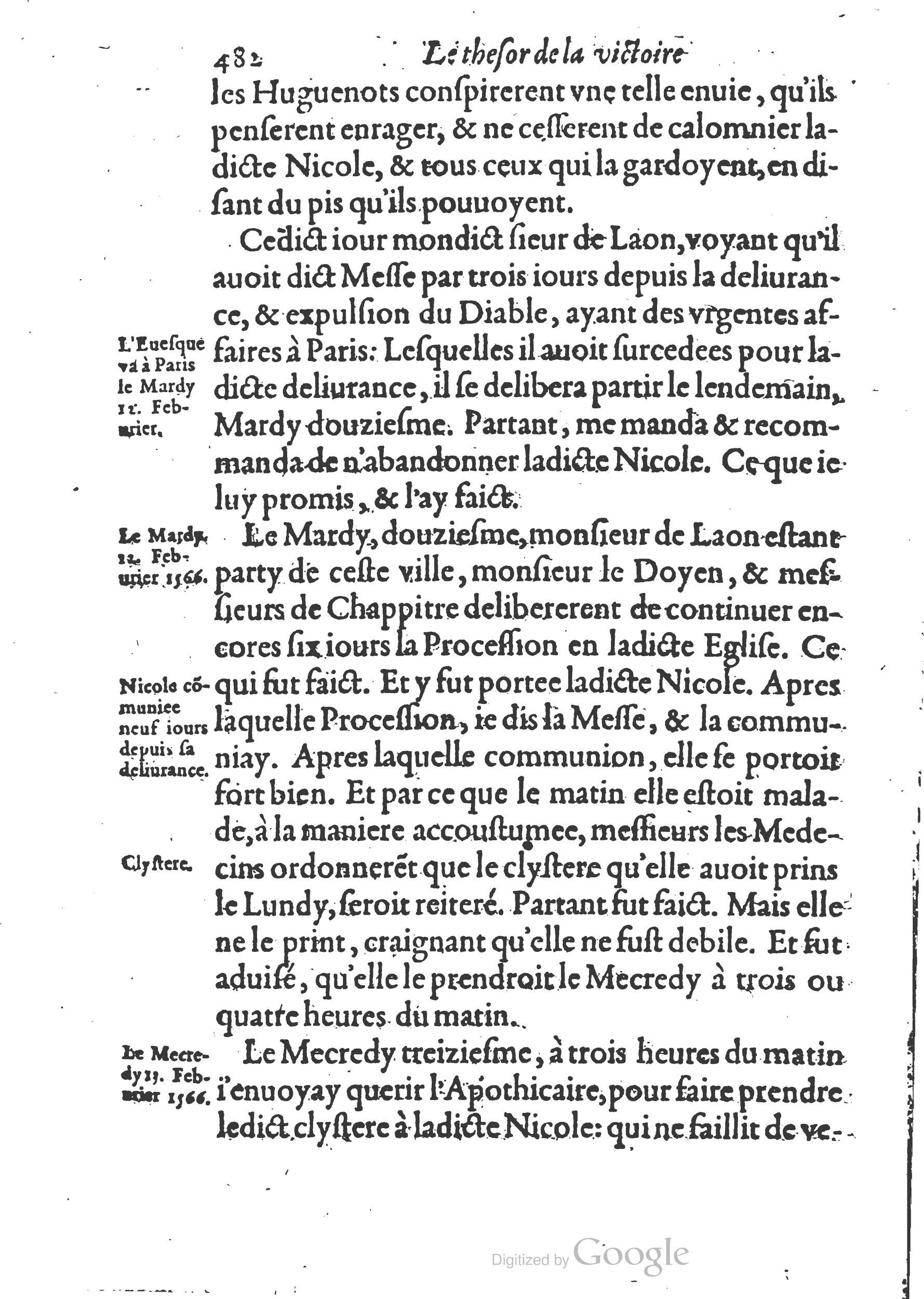 1578 - Nicolas Chesneau - Trésor et entière histoire de la triomphante victoire du corps de Dieu sur l’esprit malin - British Library