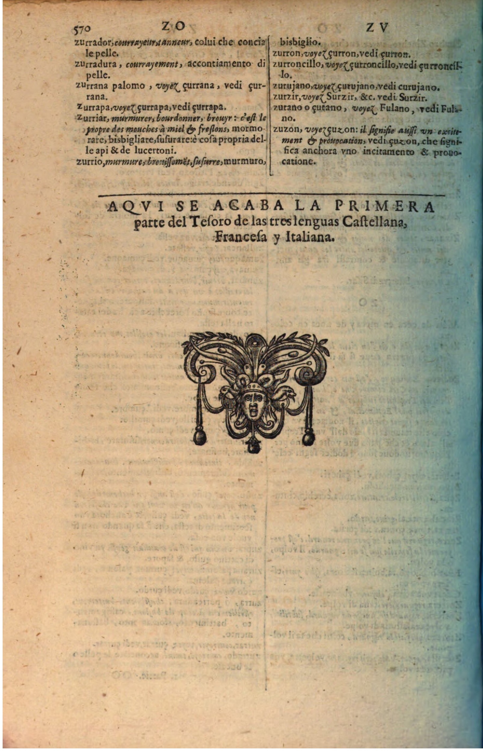 1606 - Samuel Crespin - Thresor des trois langues, francoise, italiene et espagnolle - BSB Munich