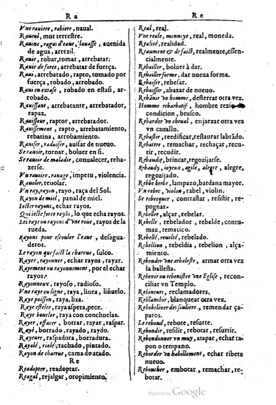 1616 - Veuve Marc Orry - Trésor des deux langues espagnole et française (Première et Seconde parties) - BM Lyon