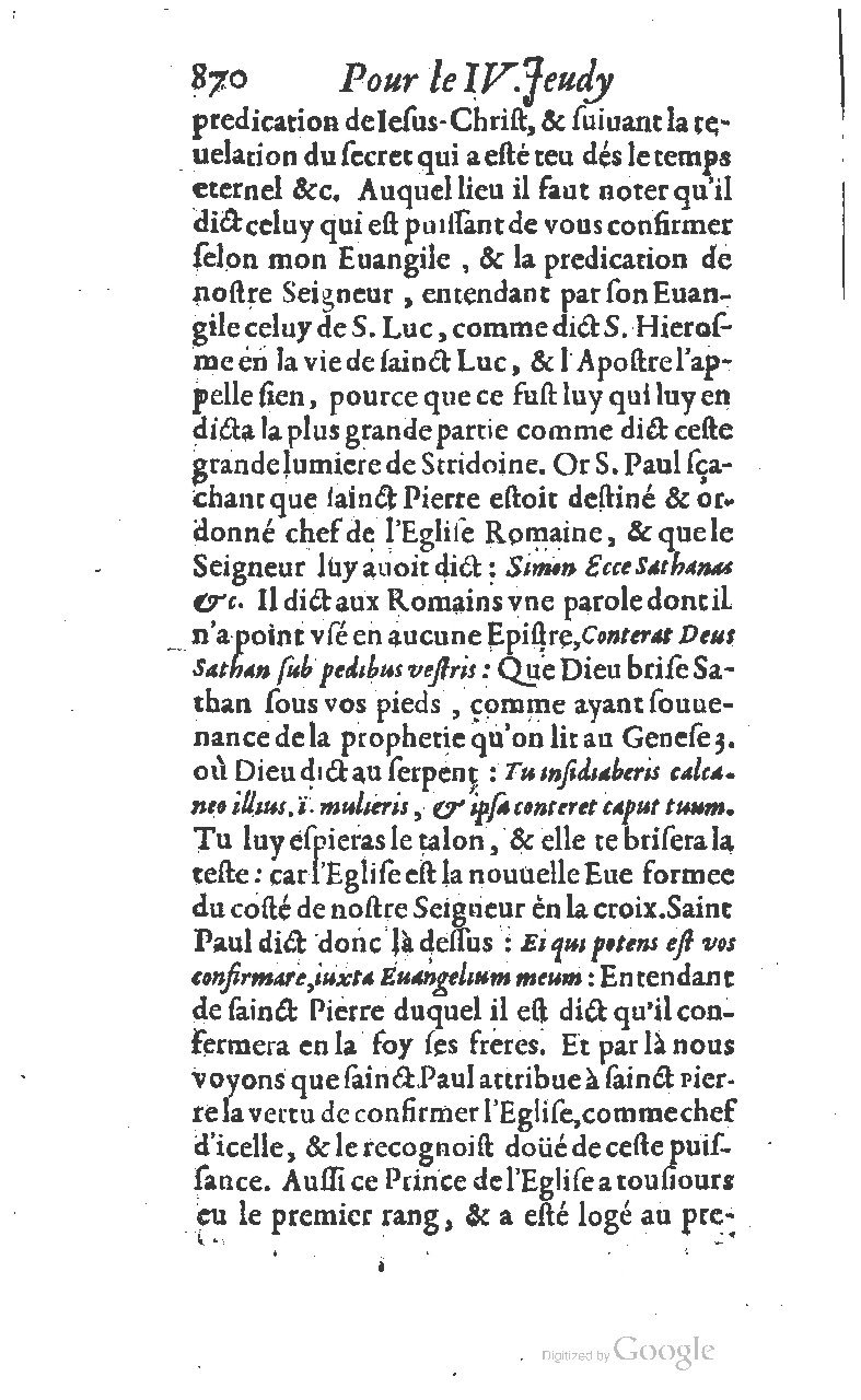 1607 - Nicolas Du Fossé - Trésor quadragésimal - T 01 - BM Lyon