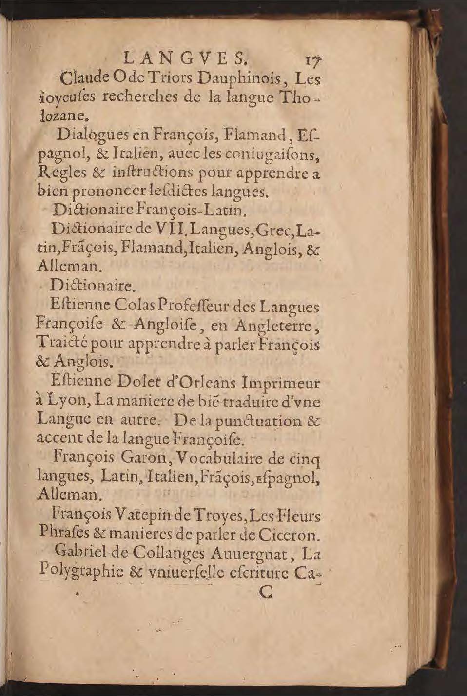 1602 - François Jacquin - Trésor des bons esprits français - BnF Arsenal