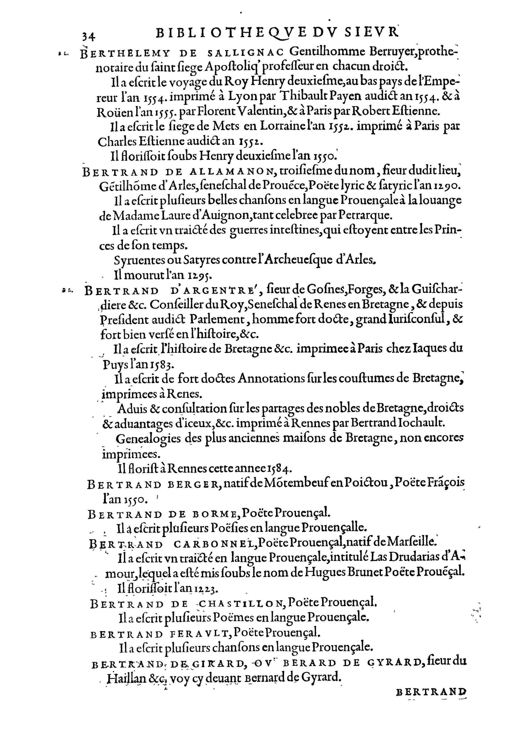 1584 - Abel L&#039;Angelier - Bibliothèques françaises - BnF