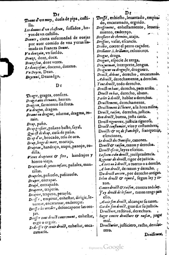1621 - Adrian Tiffaine - Trésor des deux langues espagnole et française - BM Lyon