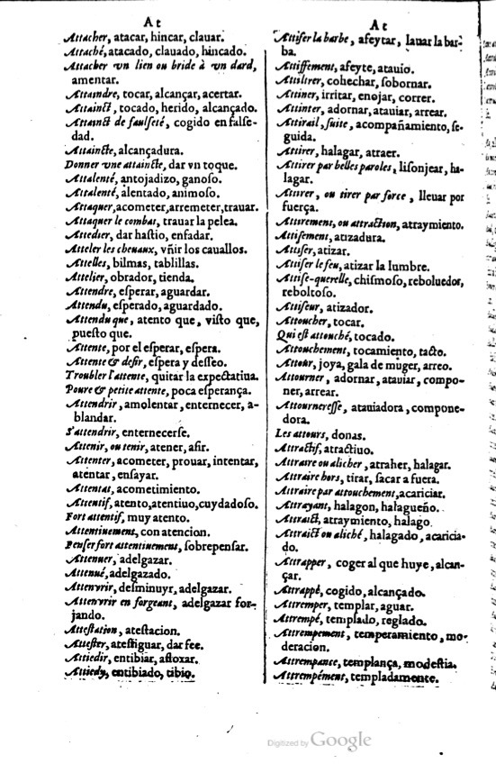 1621 - Adrian Tiffaine - Trésor des deux langues espagnole et française - BM Lyon