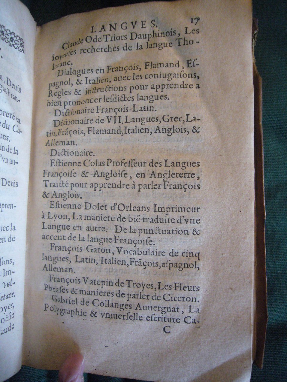 1602 - François Jacquin - Trésor des bons esprits français - BnF Arsenal