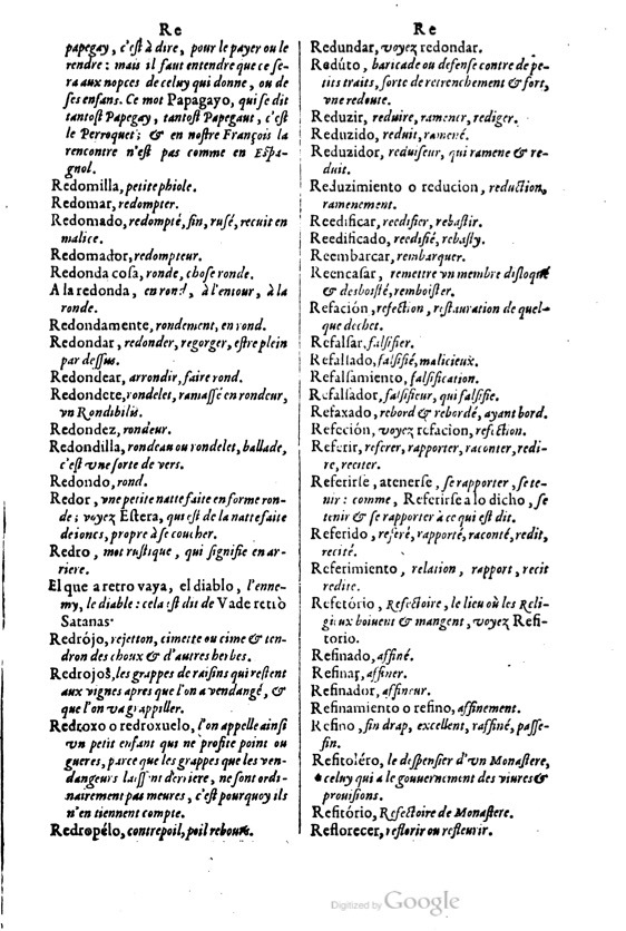 1621 - Adrian Tiffaine - Trésor des deux langues espagnole et française - BM Lyon