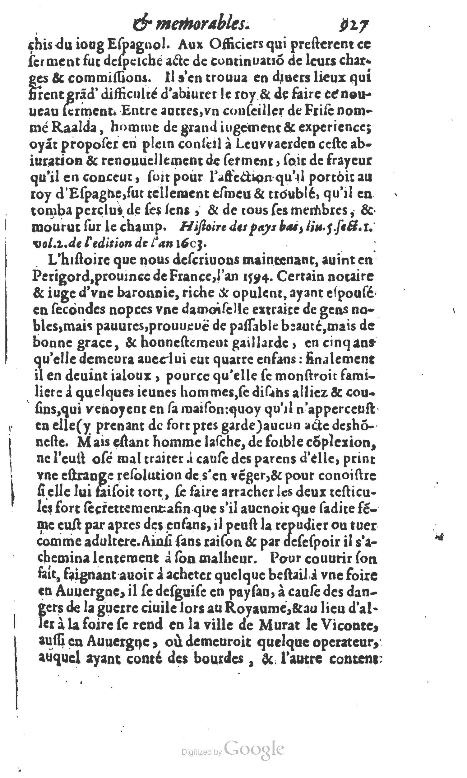 1610 - Paul Marceau - Trésor d’histoires admirables et mémorables - Princeton