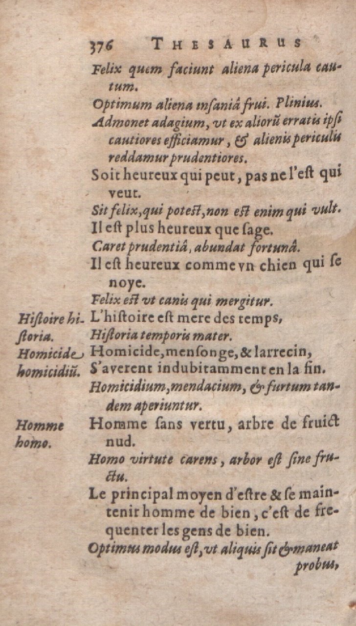1612 - Dominicus Custos - Trésor des proverbes français  - Bibliopol-Olomuc