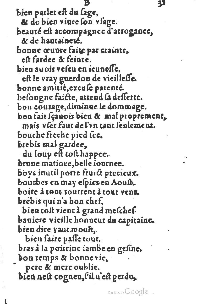 1581 - Nicolas Bonfons - Trésor des sentences dorées - Princeton 1581 - Nicolas Bonfons - Trésor des sentences dorées - Princeton