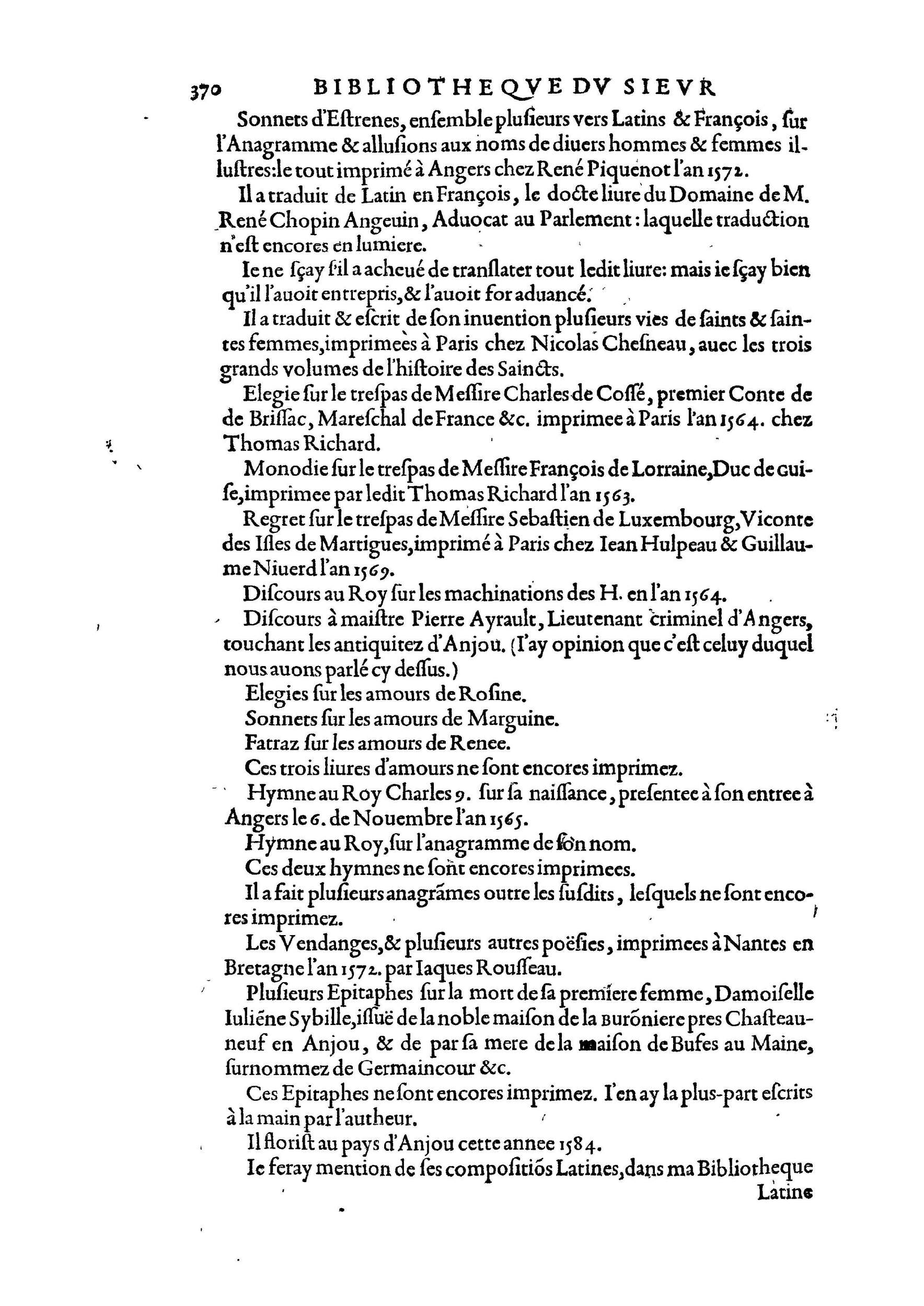 1584 - Abel L&#039;Angelier - Bibliothèques françaises - BnF