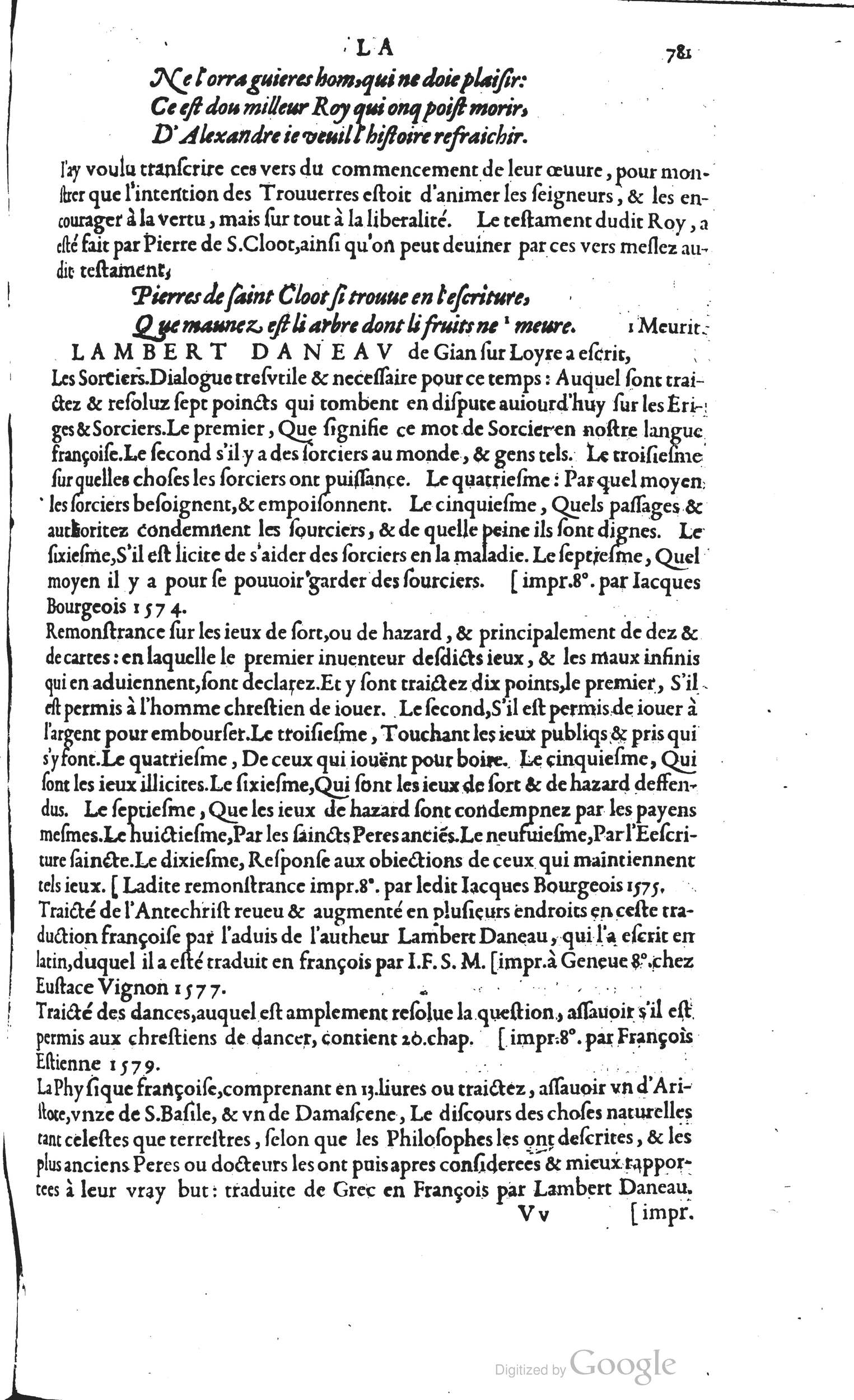 1585 - Barthélemy Honorat - Bibliothèques françaises - BSB Munich