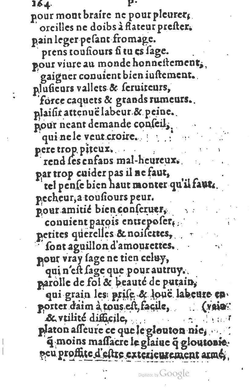 1581 - Nicolas Bonfons  - Trésor des sentences dorées - Princeton