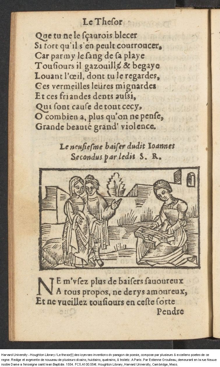1554 - Étienne Groulleau - Trésor des joyeuses inventions du parangon de poésies - Harvard University