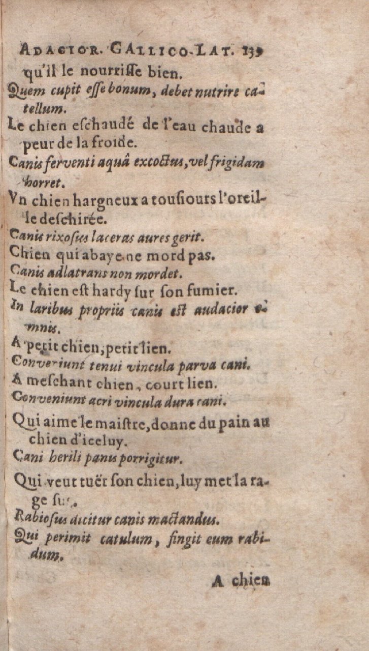 1612 - Dominicus Custos - Trésor des proverbes français  - Bibliopol-Olomuc