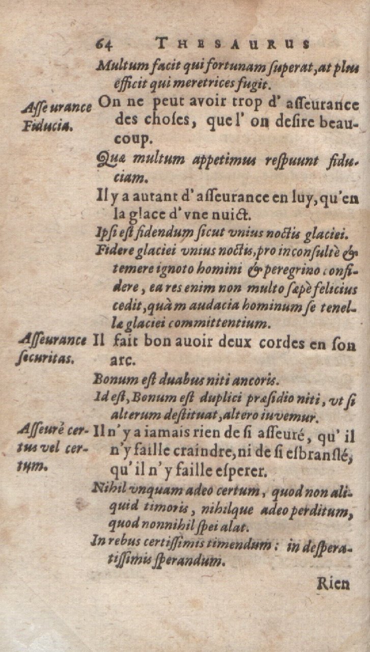 1612 - Dominicus Custos - Trésor des proverbes français - Bibliopol-Olomuc 1612 - Dominicus Custos - Trésor des proverbes français - Bibliopol-Olomuc