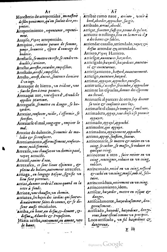 1621 - Adrian Tiffaine - Trésor des deux langues espagnole et française - BM Lyon