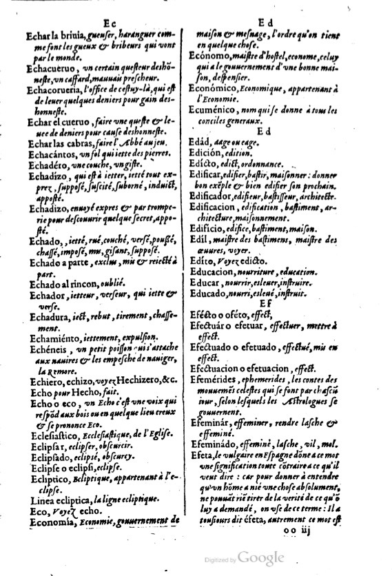 1621 - Adrian Tiffaine - Trésor des deux langues espagnole et française - BM Lyon