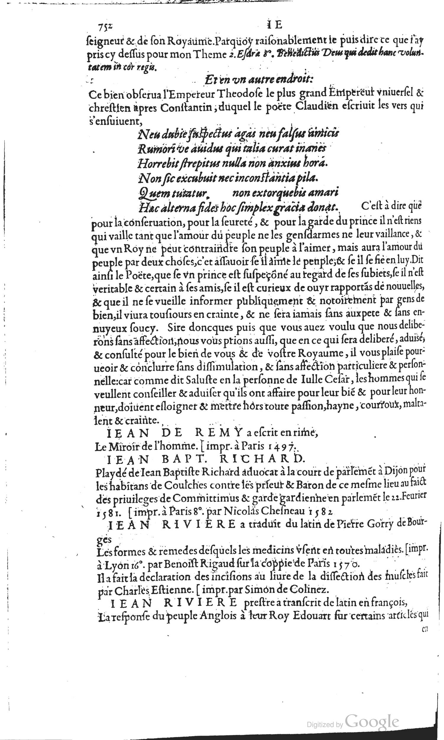 1585 - Barthélemy Honorat - Bibliothèques françaises - BSB Munich