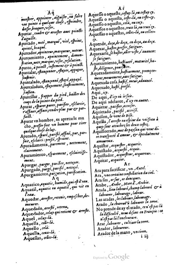 1621 - Adrian Tiffaine - Trésor des deux langues espagnole et française - BM Lyon