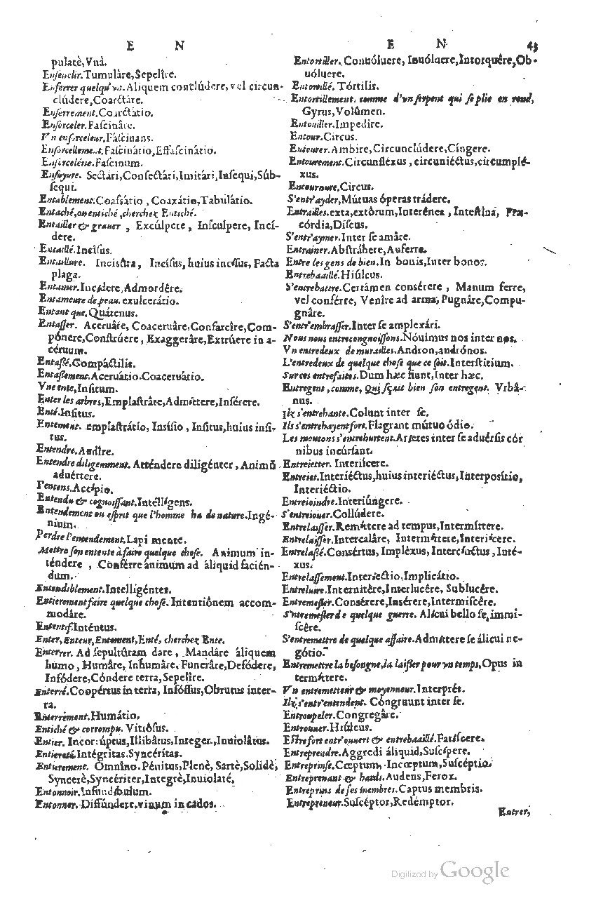 1585 - Simphorianum Beraud et Stephanum Michaëlem - Trésor des mots et traits français - Barcelone