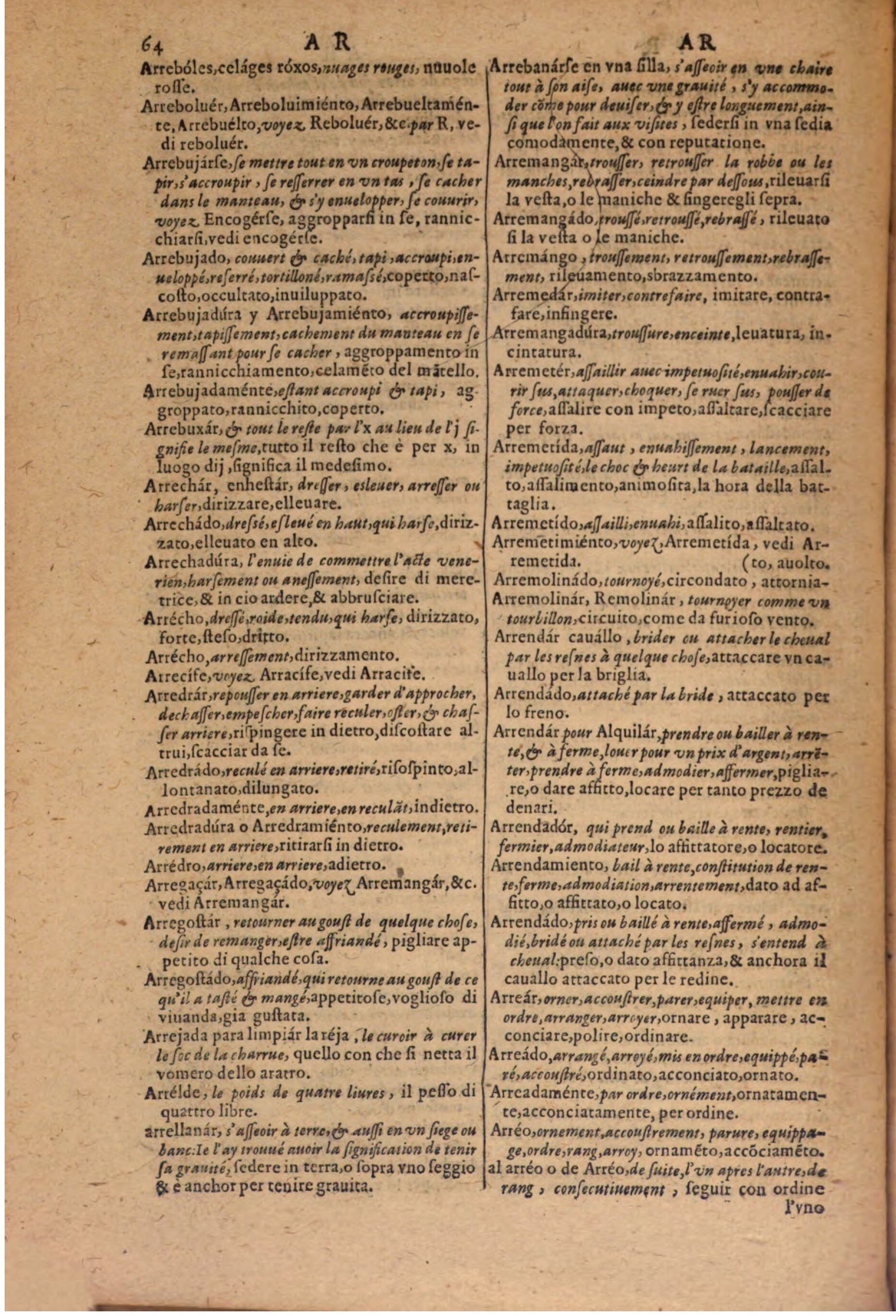 1606 - Samuel Crespin - Thresor des trois langues, francoise, italiene et espagnolle - BSB Munich