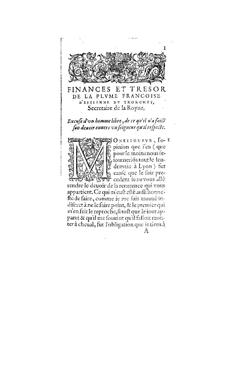 1572 - Nicolas Du Chemin - Finances et Trésor de la plume française - BM Lyon