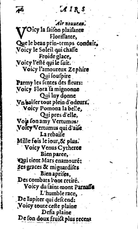 1606 - Théodore Reinsart - Trésor des chansons amoureuses recueillies des plus excellents airs de cour - Livre I - NK ČR Prague