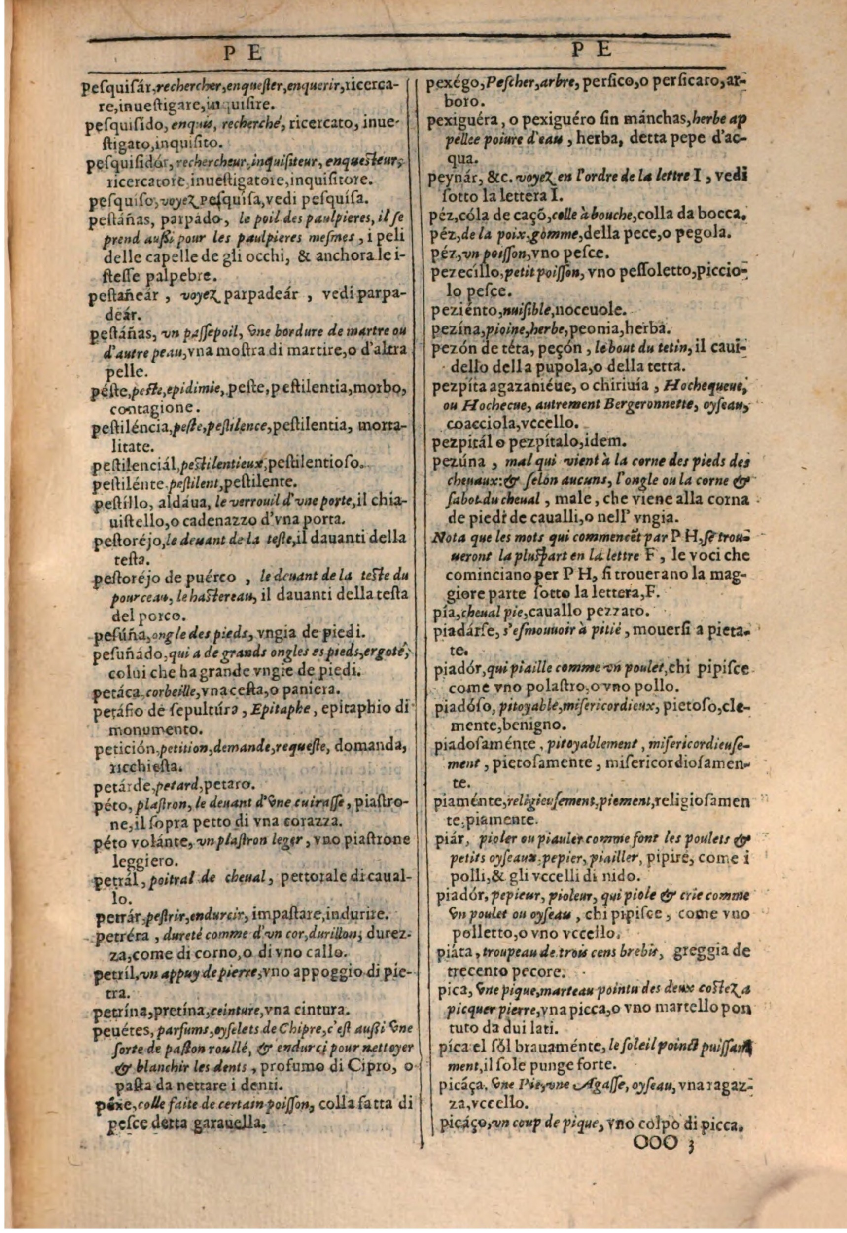 1609 - Philippe Albert et Alexandre Pernet - Trésor des trois langues française, italienne et espagnole (Première partie) - BSB Munich