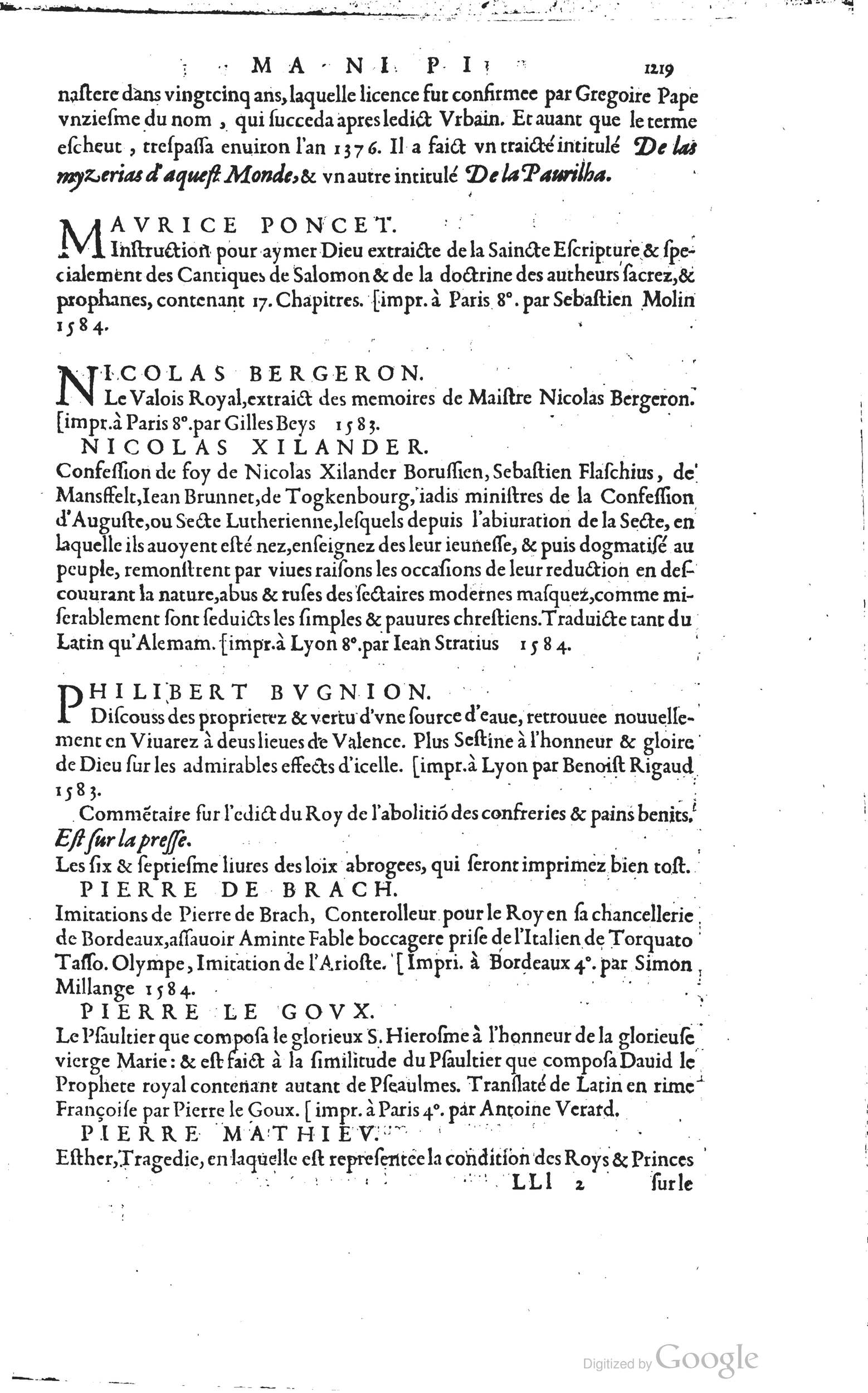 1585 - Barthélemy Honorat - Bibliothèques françaises - BSB Munich