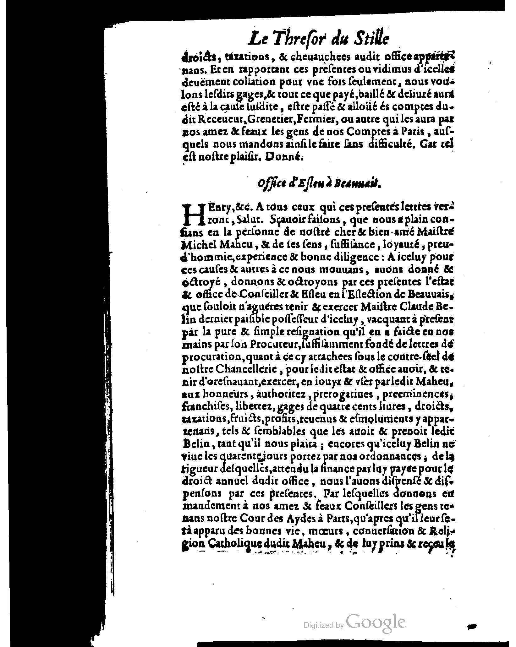 1614 - Jean Richer - Trésor du nouveau style et protocole de la chancellerie de France - BSB Munich