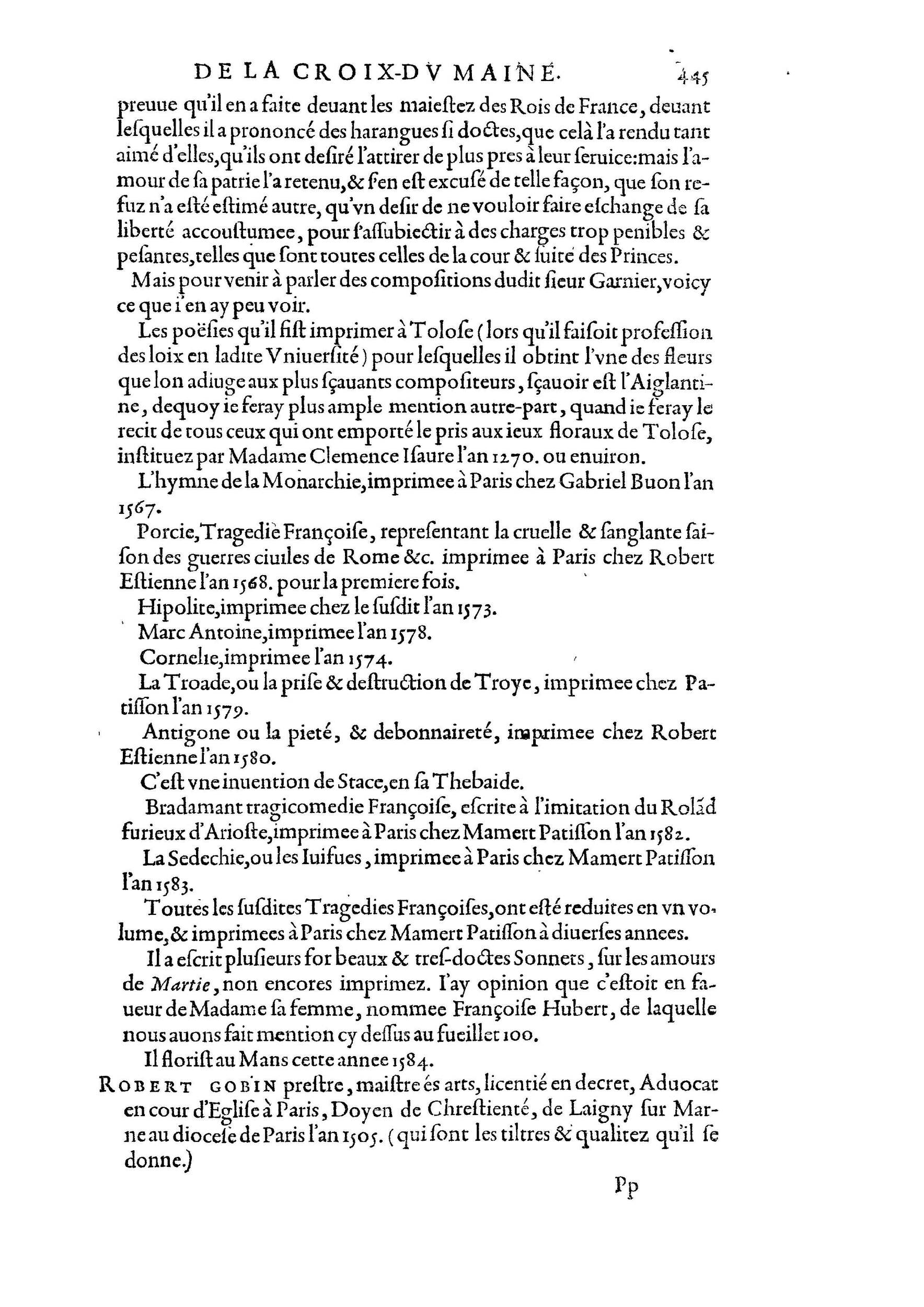 1584 - Abel L&#039;Angelier - Bibliothèques françaises - BnF