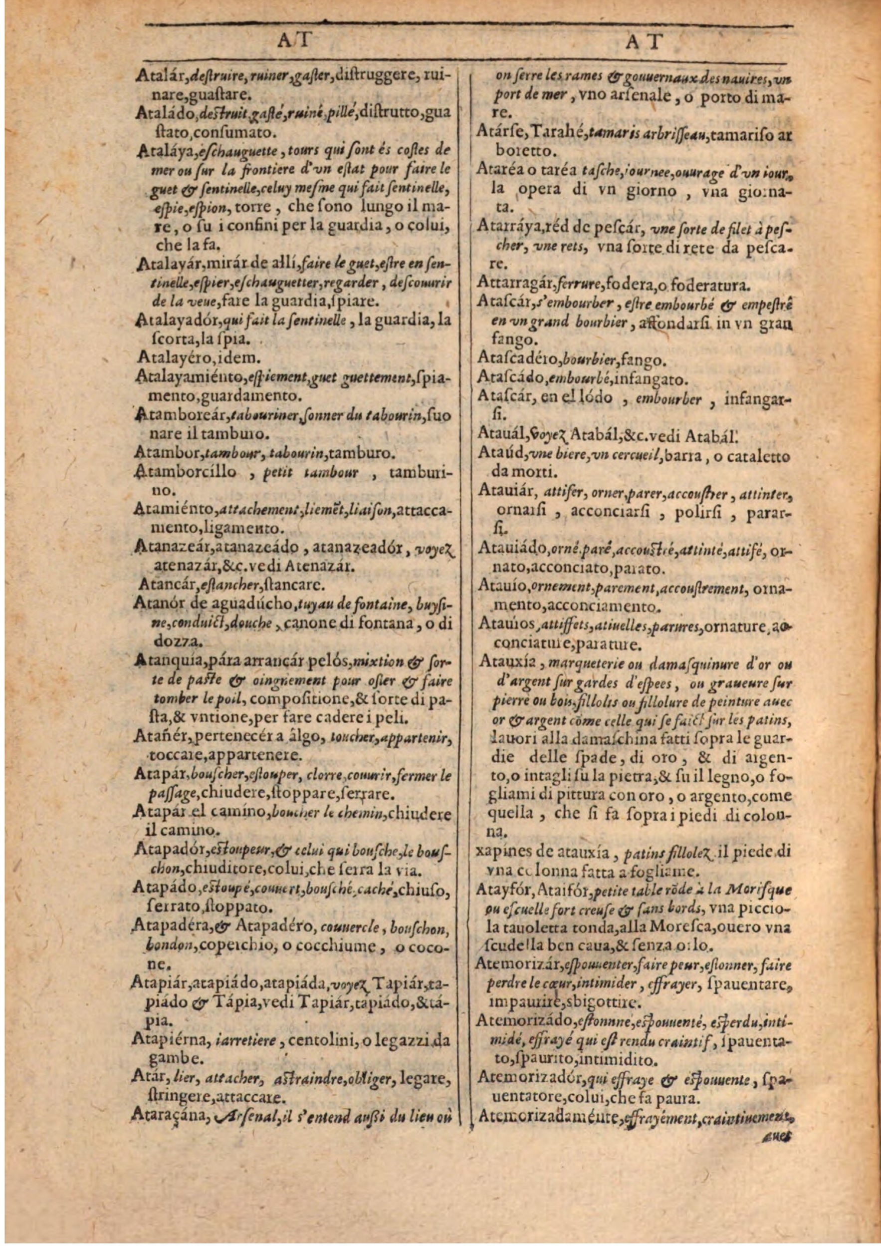 1609 - Philippe Albert et Alexandre Pernet - Trésor des trois langues française, italienne et espagnole (Première partie) - BSB Munich