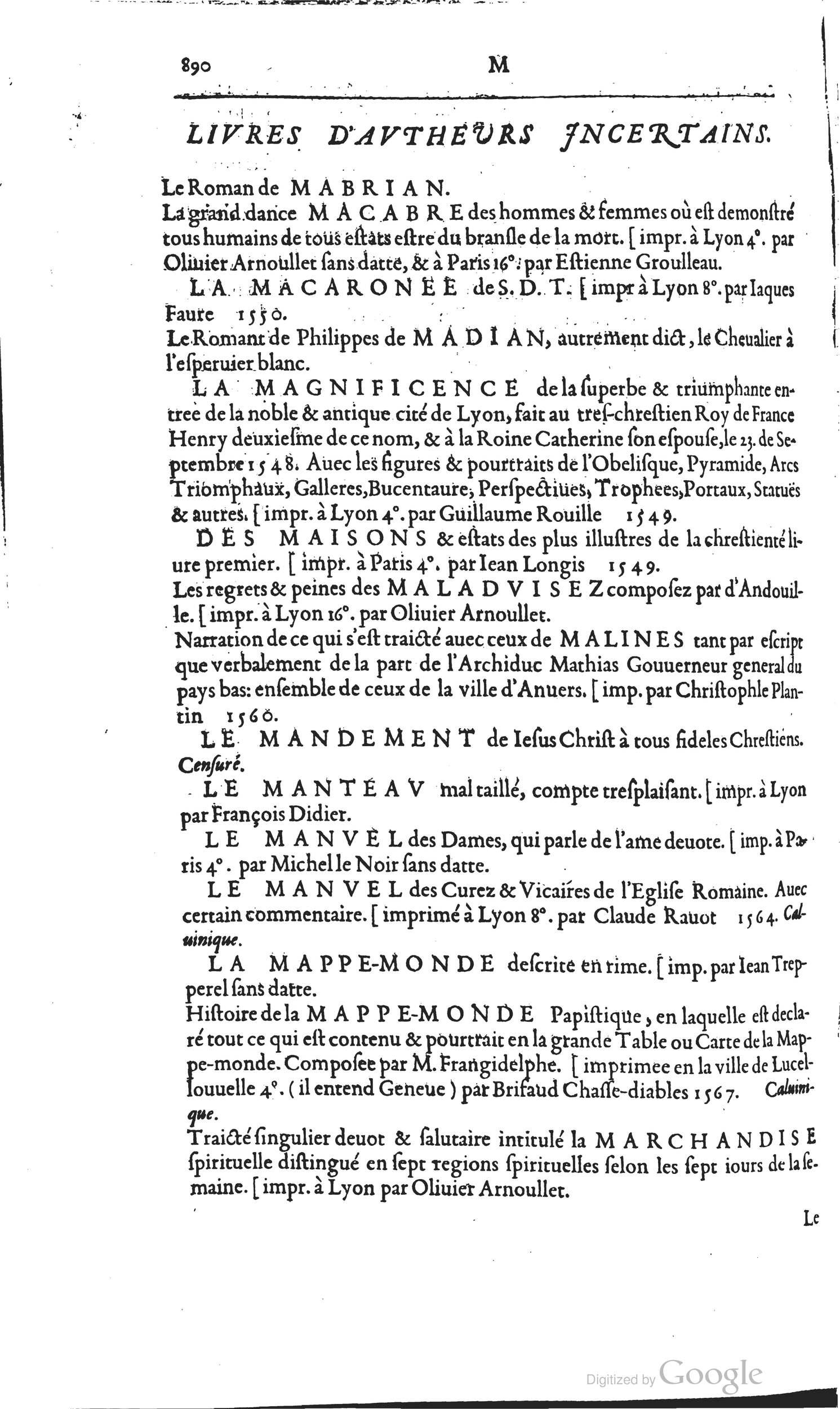 1585 - Barthélemy Honorat - Bibliothèques françaises - BSB Munich