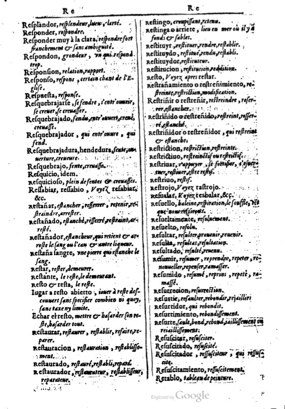 1616 - Veuve Marc Orry - Trésor des deux langues espagnole et française (Première et Seconde parties) - BM Lyon