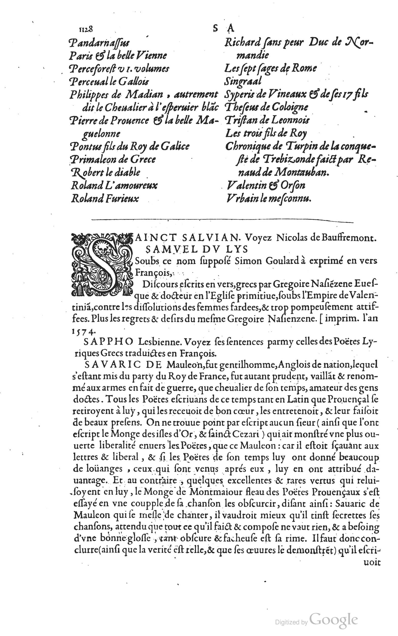 1585 - Barthélemy Honorat - Bibliothèques françaises - BSB Munich