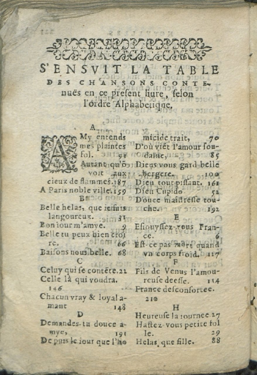 1575 - Pierre Brenouzet - Trésor de tous les recueils de chansons, tant amoureuses, rustiques, que musicales - Det KLG Copenhague