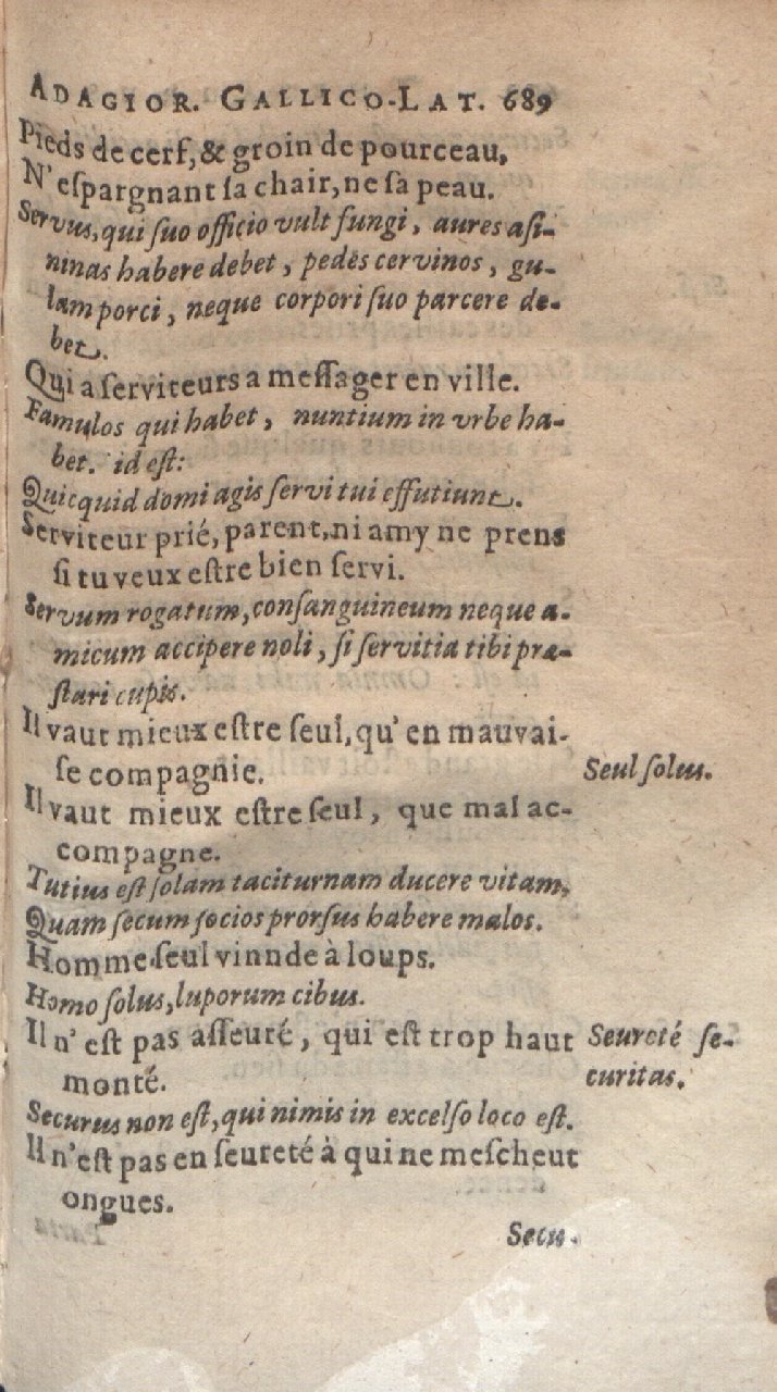1612 - Dominicus Custos - Trésor des proverbes français  - Bibliopol-Olomuc