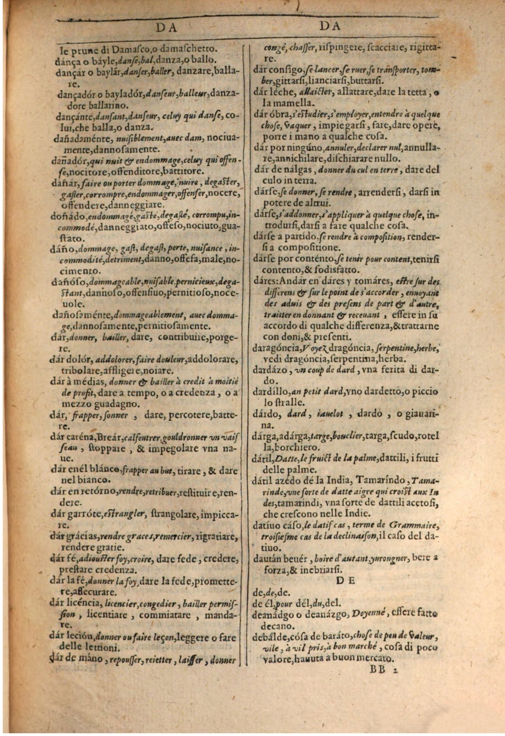 1609 - Philippe Albert et Alexandre Pernet - Trésor des trois langues française, italienne et espagnole (Première partie) - BSB Munich 1609 - Philippe Albert et Alexandre Pernet - Trésor des trois langues française, italienne et espagnole (Première partie) - BSB Munich