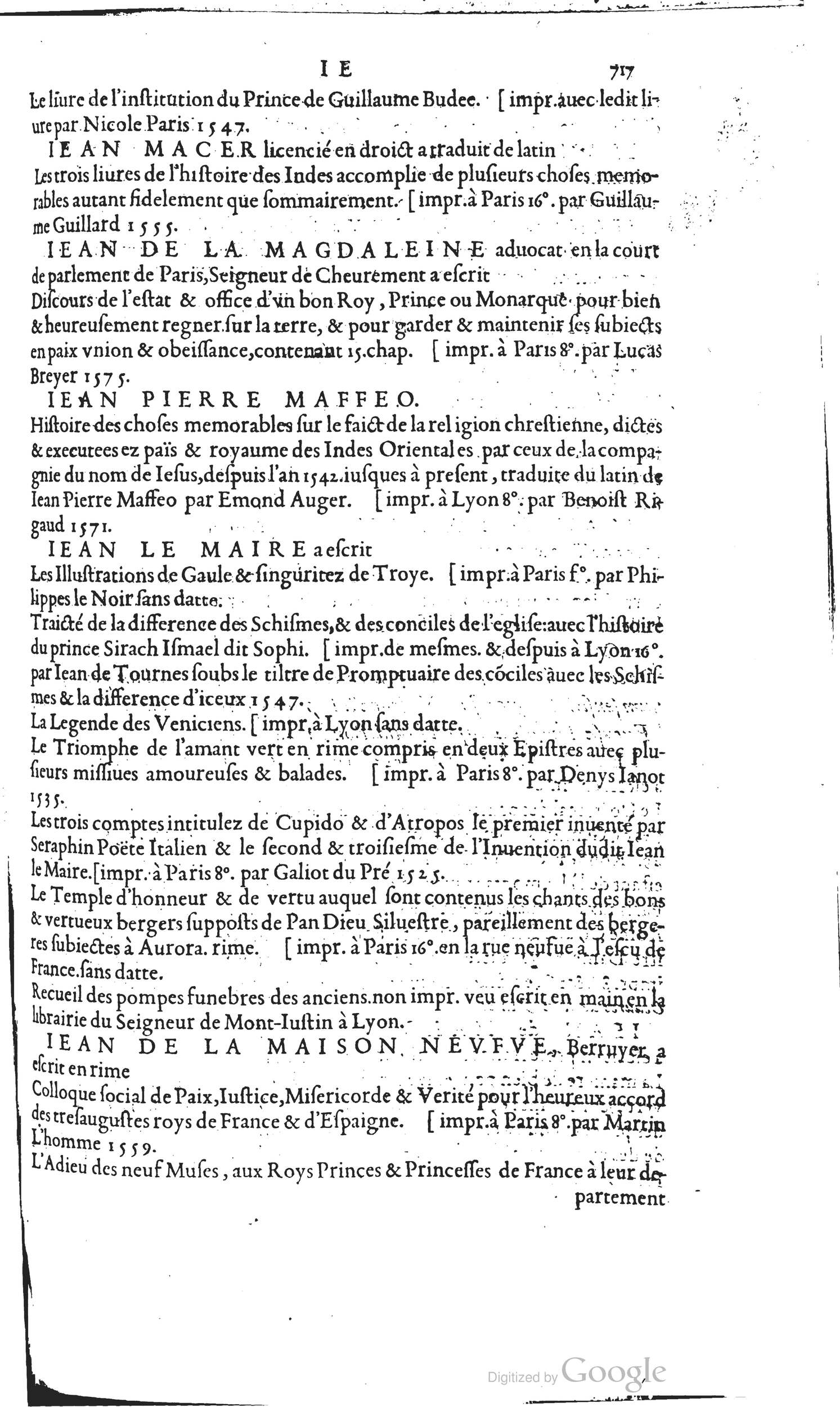 1585 - Barthélemy Honorat - Bibliothèques françaises - BSB Munich