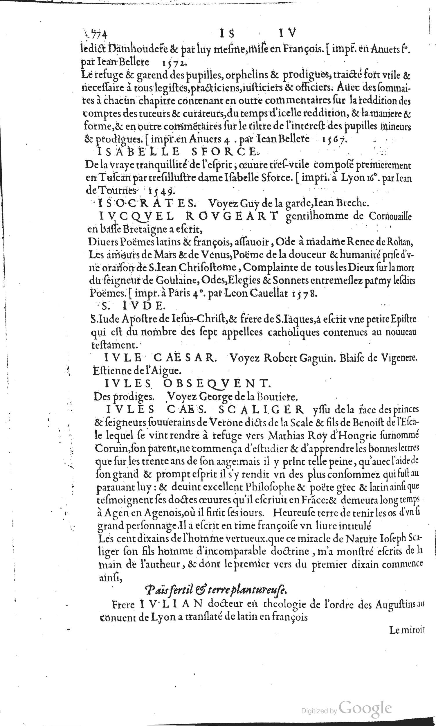 1585 - Barthélemy Honorat - Bibliothèques françaises - BSB Munich