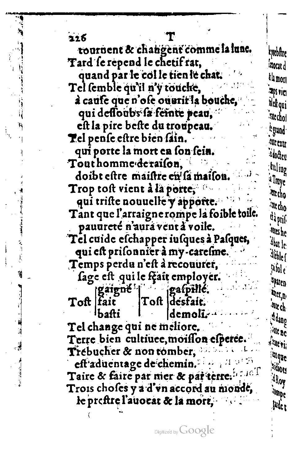1582 - Nicolas Bonfons - Trésor des sentences dorées - BM Lyon