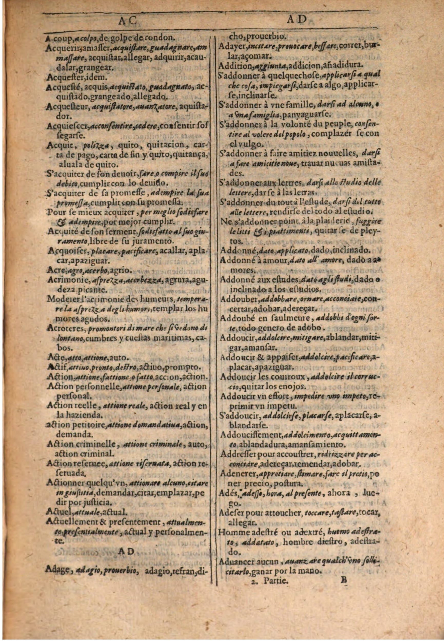 1609 - Philippe Albert et Alexandre Pernet - Trésor des trois langues française, italienne et espagnole (Seconde partie) - BSB Munich 1609 - Philippe Albert et Alexandre Pernet - Trésor des trois langues française, italienne et espagnole (Seconde partie) - BSB Munich