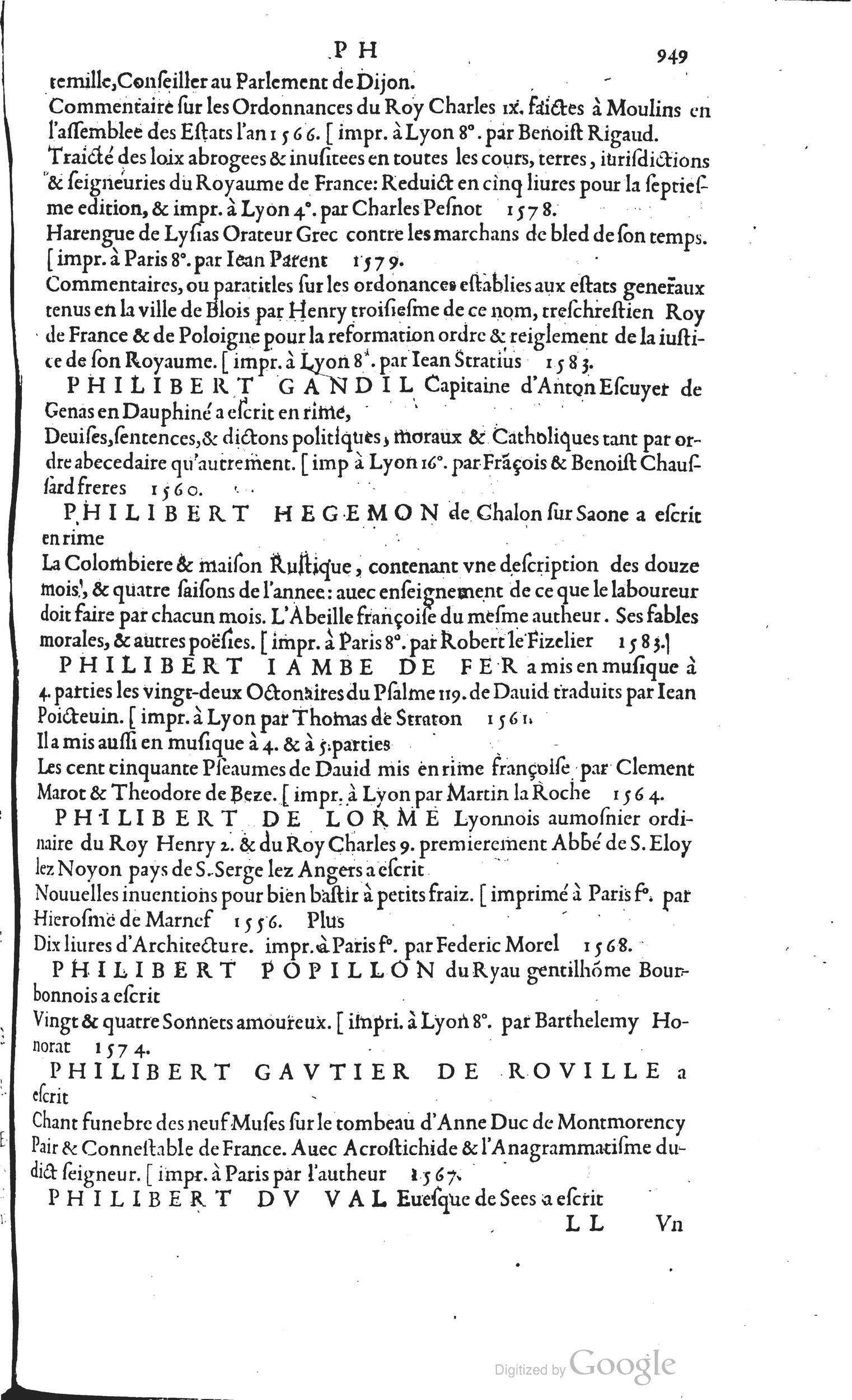 1585 - Barthélemy Honorat - Bibliothèques françaises - BSB Munich
