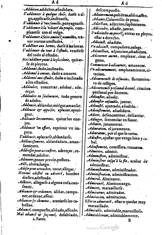 1616 - Veuve Marc Orry - Trésor des deux langues espagnole et française (Première et Seconde parties) - BM Lyon